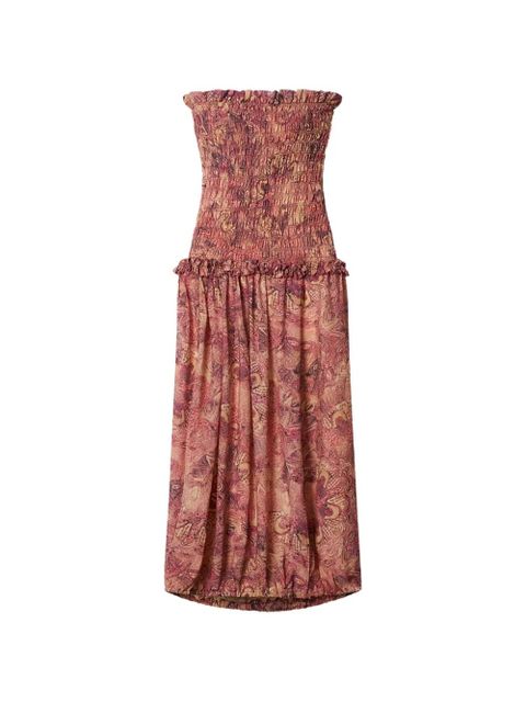 ISABEL MARANT Cleane mandala-print smocked dress - Pink - zdjęcie produktu nr 1