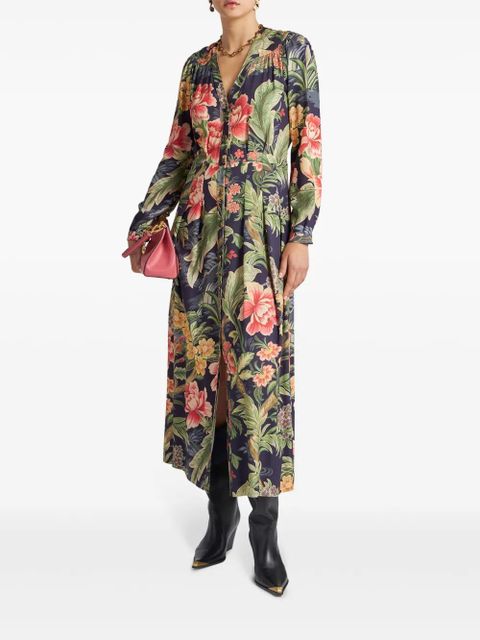 ETRO floral-printed twill shirt dress - Blue