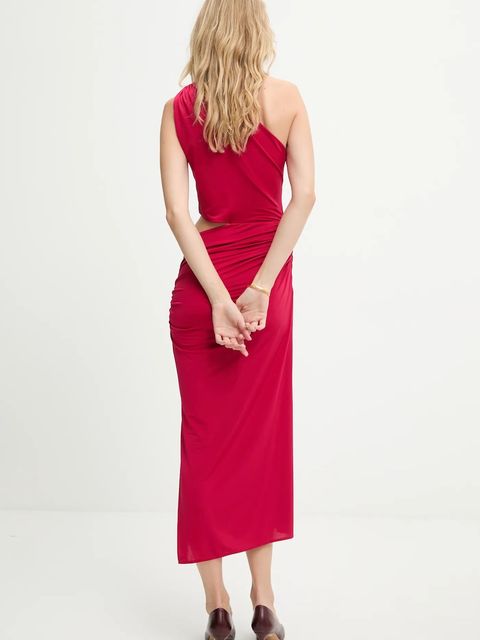 Answear.LAB sukienka kolor czerwony midi dopasowana