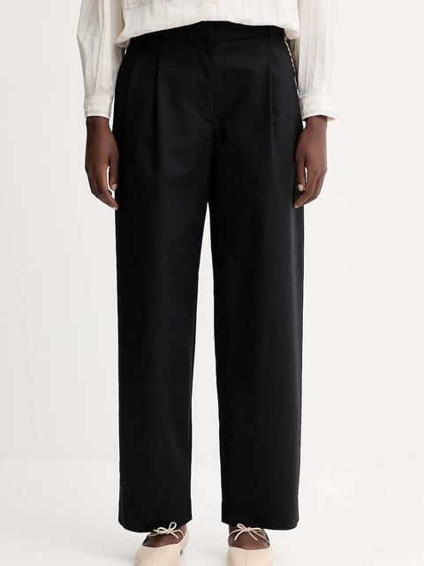 Calvin Klein spodnie damskie kolor czarny szerokie high waist LV044D664G - zdjęcie produktu nr 1