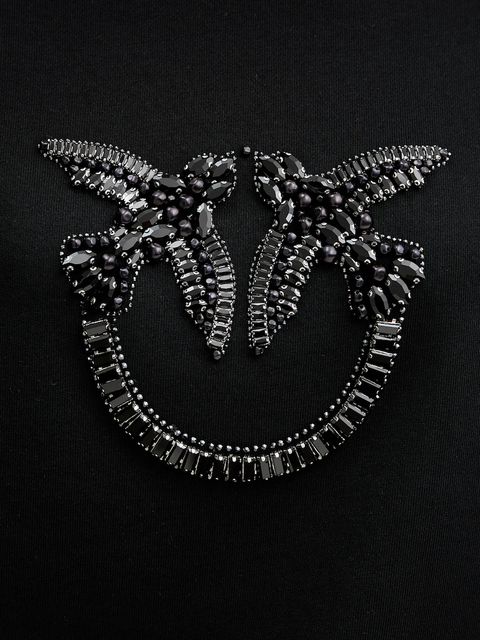 Pinko bluza bawełniana damska kolor czarny z aplikacją 100534 A2RO - zdjęcie produktu nr 2