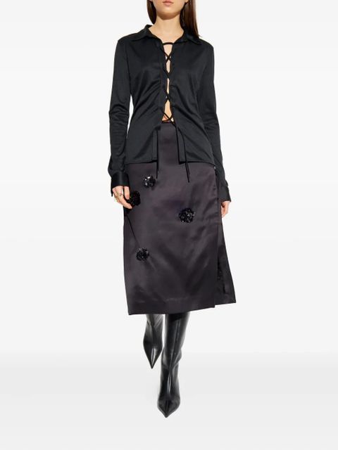 Casablanca floral-detail midi skirt - Black - zdjęcie produktu nr 2