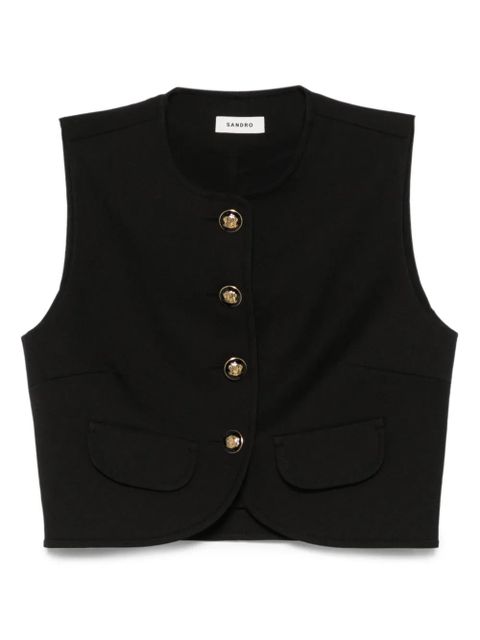SANDRO cropped button-up top - Black - zdjęcie produktu nr 1