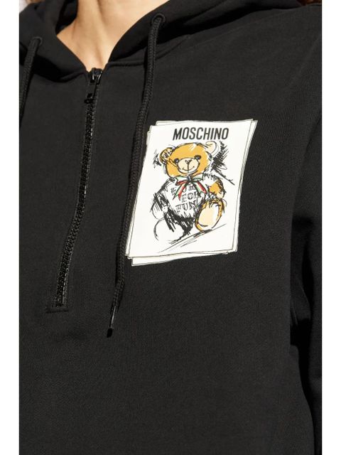 Moschino logo-patch hoodie - Black