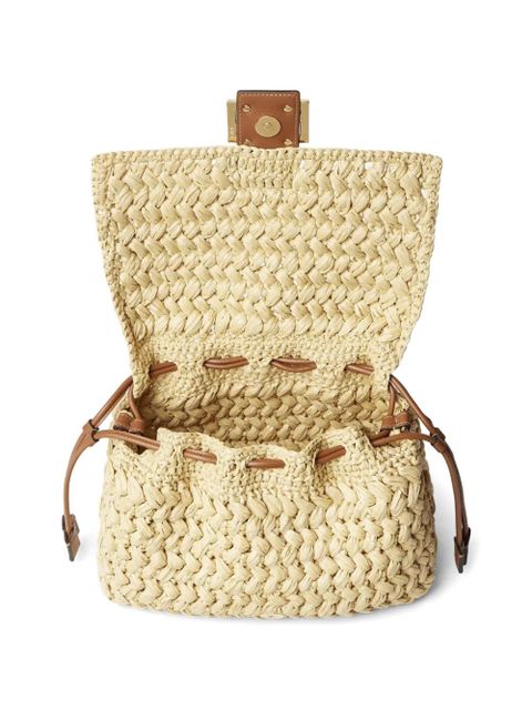 FENDI Mama Baguette woven-raffia shoulder bag - Neutrals