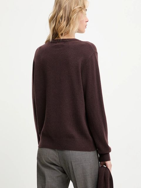 Answear.LAB sweter z wełny merino z szalem damski kolor brązowy lekki