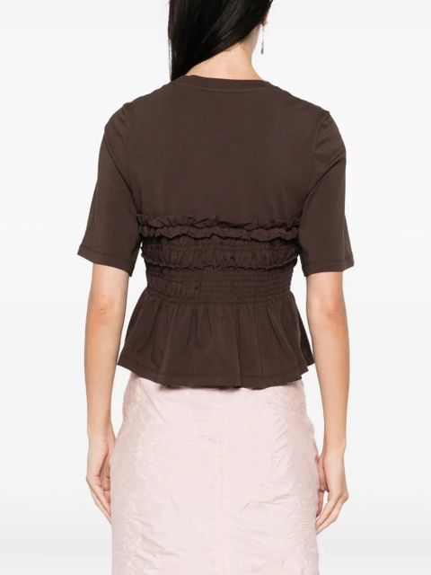 Cecilie Bahnsen smocked ruffled top - Brown