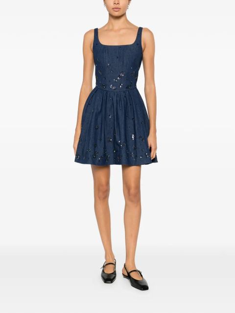 Maje sequin-embellishment square-neck mini dress - Blue - zdjęcie produktu nr 2