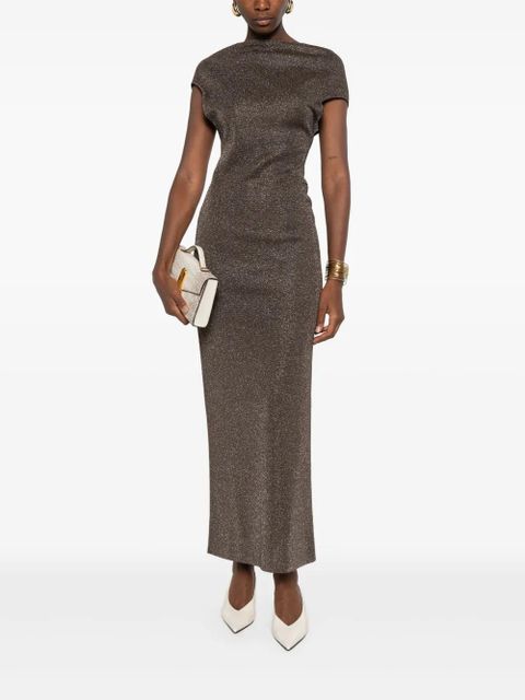 Max Mara lurex-detail dress - Brown