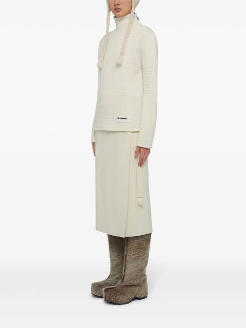 Jil Sander wrap-design wool midi skirt - White - zdjęcie produktu nr 2