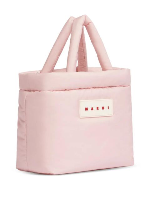 Marni padded logo-patch tote bag - Pink