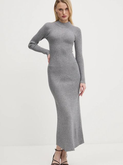 Never Fully Dressed sukienka Suki kolor szary maxi dopasowana NFDKN601
