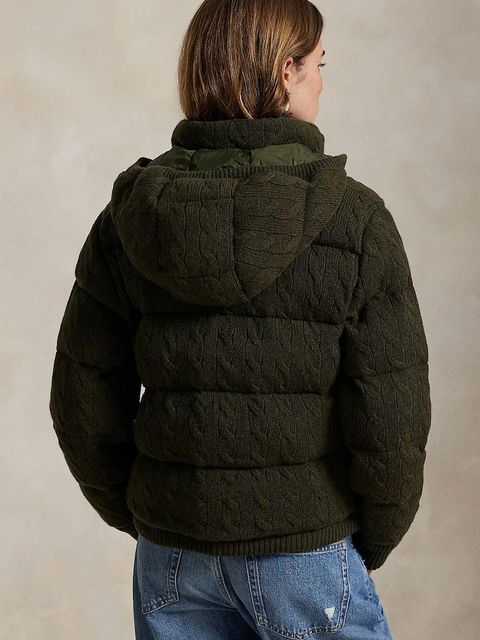 Polo Ralph Lauren kurtka wełniana kolor zielony zimowa oversize 211A92614