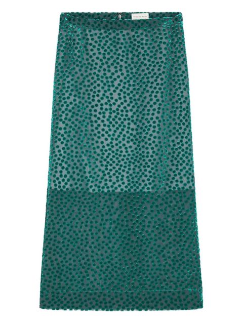DRIES VAN NOTEN Devoré spot-pattern skirt - Blue - zdjęcie produktu nr 1