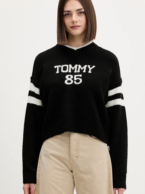 Tommy Jeans sweter z dodatkiem wełny damski kolor czarny DW0DW22033 - zdjęcie produktu nr 1