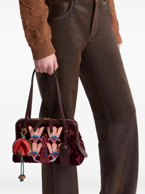 ETRO leather flower keyring - Red