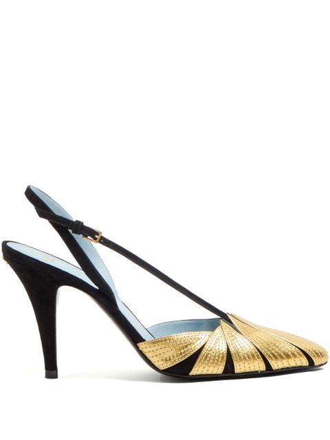 Valentino Garavani 90mm Foliefoliage slingback pumps - Black - zdjęcie produktu nr 2