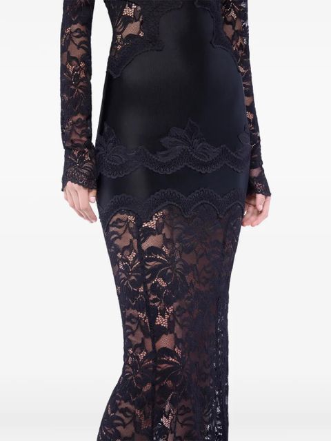 Rabanne long-sleeve lace maxi dress - Black