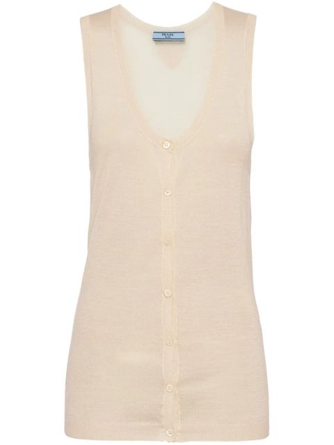 Prada buttoned cashmere tank top - Neutrals - zdjęcie produktu nr 1