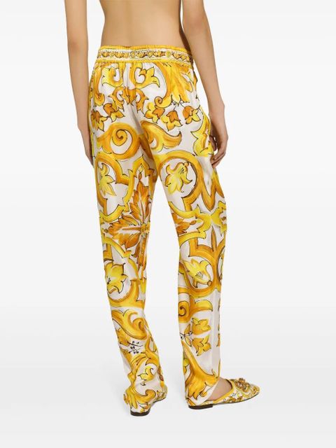 Dolce & Gabbana drawstring-waist silk track pants - Yellow