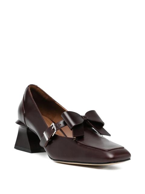 SHUSHU/TONG bow buckle leather pumps - Brown - zdjęcie produktu nr 2