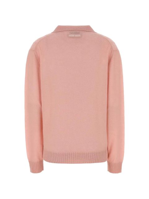 Miu Miu pointelle-knit polo sweater - Pink - zdjęcie produktu nr 2