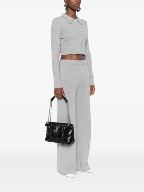 Saint Laurent quilted logo-plaque shoulder bag - Black