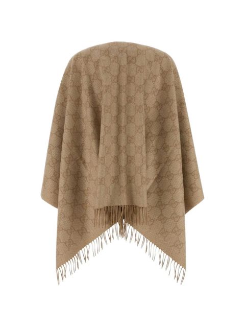 Gucci logo fringed poncho - Neutrals - zdjęcie produktu nr 2
