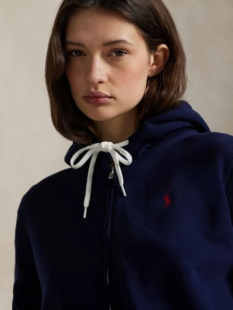 Polo Ralph Lauren bluza damska kolor granatowy z kapturem gładka 211971699