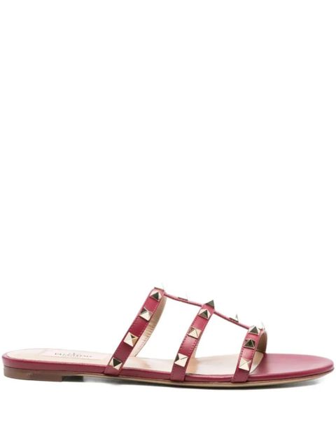 Valentino Garavani Rockstud-embellished flat sandals - Red - zdjęcie produktu nr 1