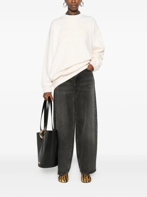 ANINE BING embroidered-logo sweatshirt - Neutrals