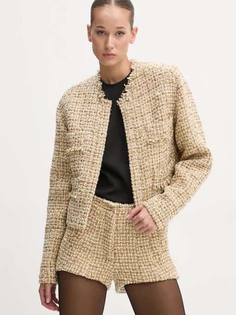 IRO marynarka wełniana kolor złoty niezapinana wzorzysta WM07CORALI - zdjęcie produktu nr 1