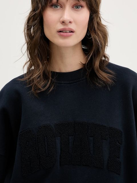 Rotate bluza bawełniana damska kolor granatowy z aplikacją 1153162318