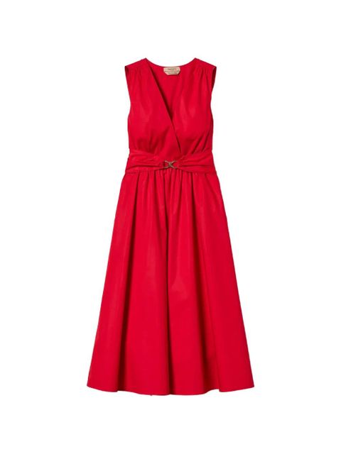 TWINSET V-neck belted midi dress - Red - zdjęcie produktu nr 1