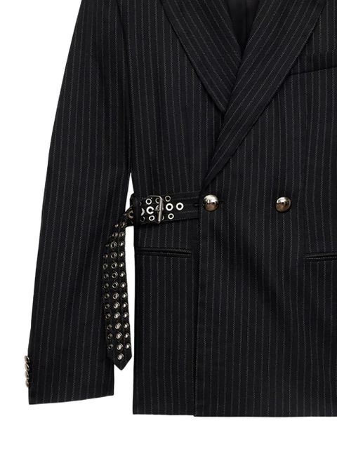 ISABEL MARANT pinstripe studded-belt jacket - Black - zdjęcie produktu nr 2
