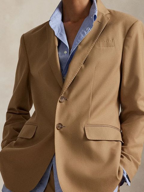 Polo Ralph Lauren marynarka z dodatkiem wełny kolor brązowy jednorzędowa gładka 211977093