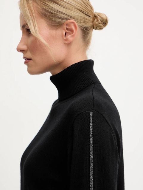Patrizia Pepe sweter wełniany damski kolor czarny z golfem 2K0340 KM36