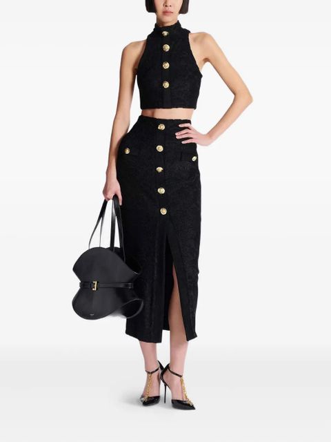 Balmain button-embellished damask skirt - Black - zdjęcie produktu nr 2