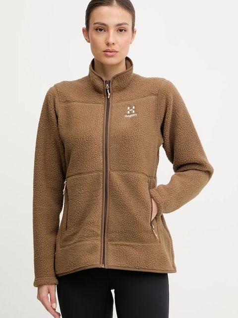 Haglöfs bluza sportowa Mossa Pile kolor zielony gładka 606538 - zdjęcie produktu nr 1