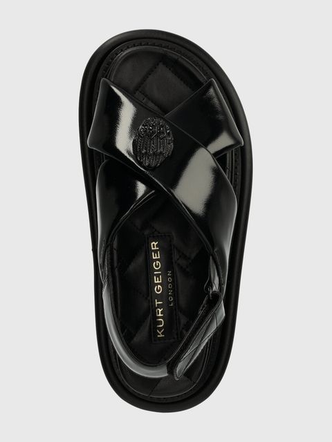 Kurt Geiger London sandały skórzane Orson Cross Strap Sandal damskie kolor czarny na platformie 2028900309