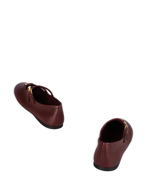 Prada double-buckle leather ballet flats - Red