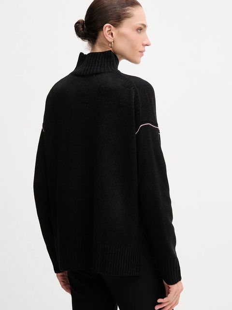 Dkny sweter damski kolor czarny z półgolfem DJ4R0386