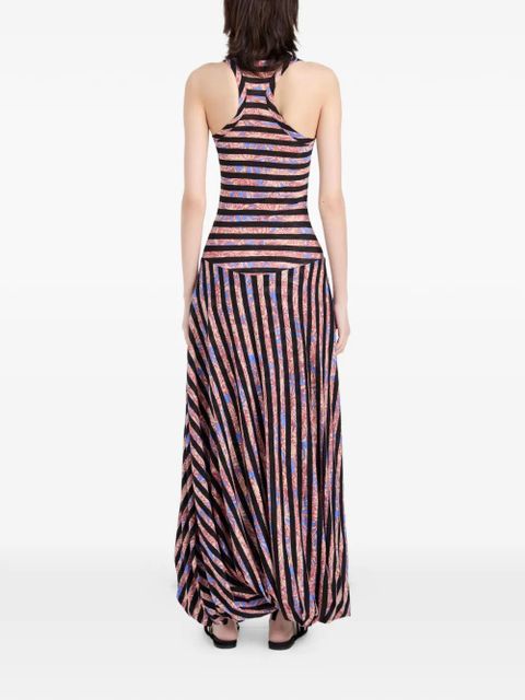 Proenza Schouler Nour printed striped midi dress - Black