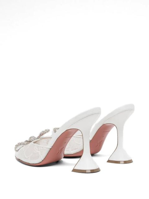 Amina Muaddi Rosie crystal-bow lace shoes - White