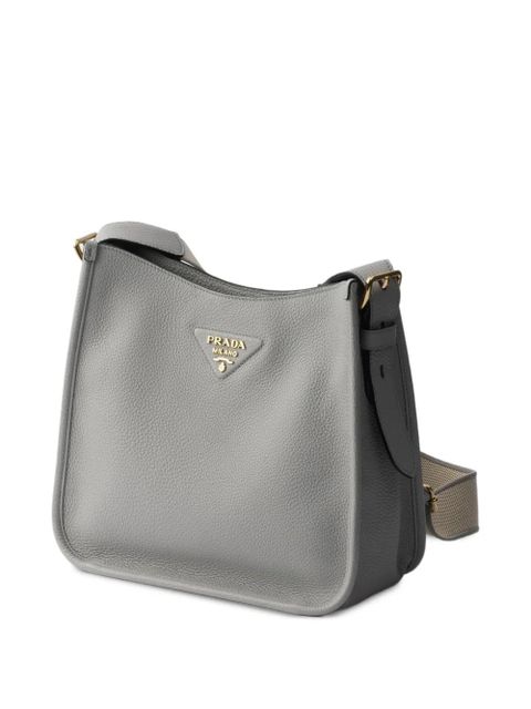 Prada logo-detail leather shoulder bag - Grey
