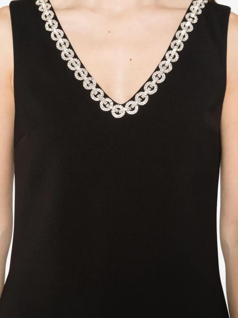 Self-Portrait crystal-embellished V-neck dress - Black