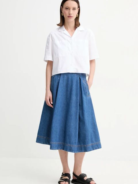 Weekend Max Mara spódnica jeansowa kolor niebieski midi rozkloszowana 2515101016600