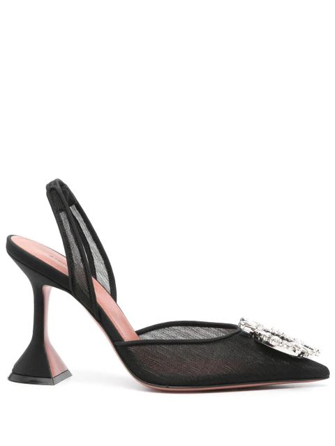 Amina Muaddi 90mm Begum Glass slingback pumps - Black - zdjęcie produktu nr 1