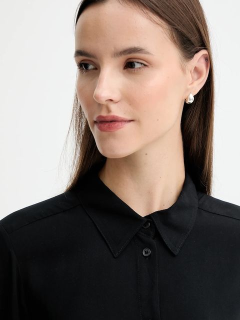 United Colors of Benetton koszula damska kolor czarny regular z kołnierzykiem klasycznym 5WPWDQ0B0