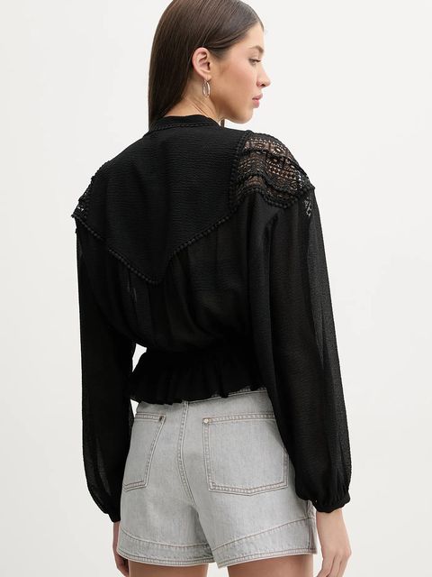 IRO bluzka damska kolor czarny gładka WP16RIXI